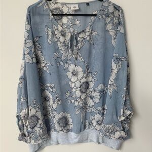 CAbi Sirens Blue Floral Blouse